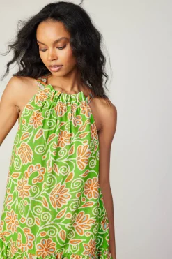 Floral Patterned Halter Mini Dress