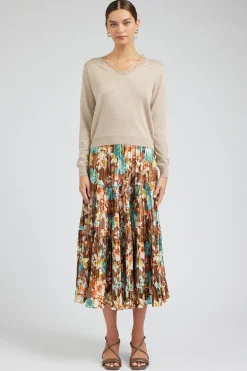 Floral Pleated Midi Skirt