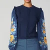 Floral Print Contrast Sweater Top