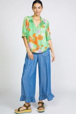 Floral Split Neck Blouse