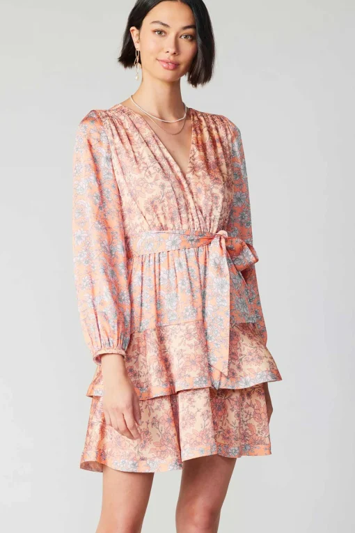 Floral Surplice Mini Dress