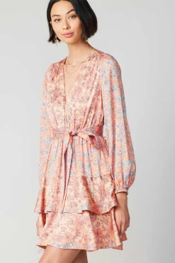Floral Surplice Mini Dress