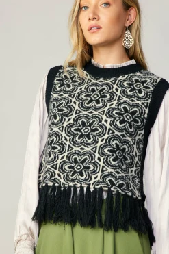 Floral Tassel Sweater Vest
