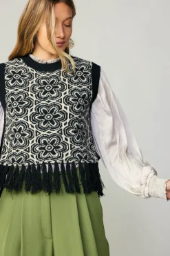 Floral Tassel Sweater Vest