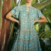 Flutter Sleeve Geo Print Dress