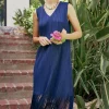 Fringe Skirt Midi Dress