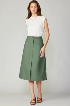 Front Slit Midi Skirt