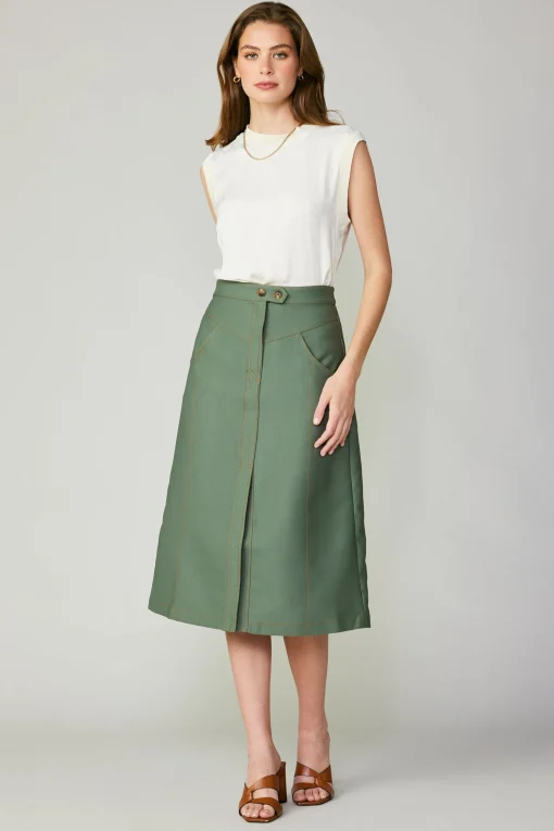 Front Slit Midi Skirt