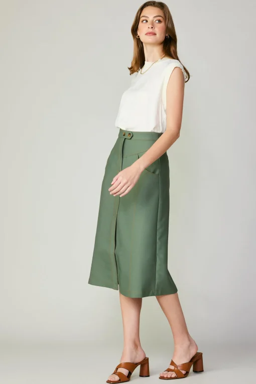 Front Slit Midi Skirt