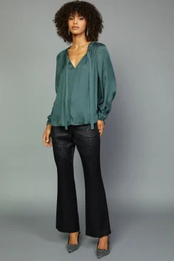 Gathered Bow Tie Blouse