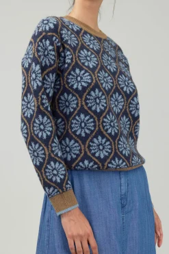 Geo Floral Pullover Sweater