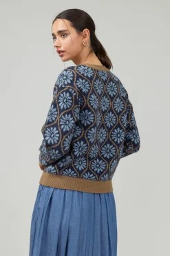 Geo Floral Pullover Sweater