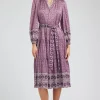 Geo Printed Belted Midi Dress
