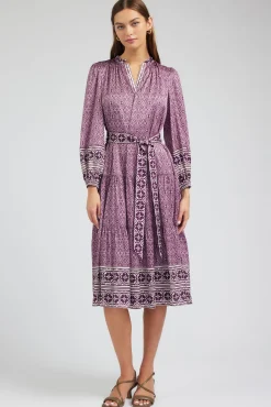 Geo Printed Belted Midi Dress
