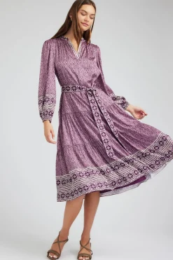 Geo Printed Belted Midi Dress