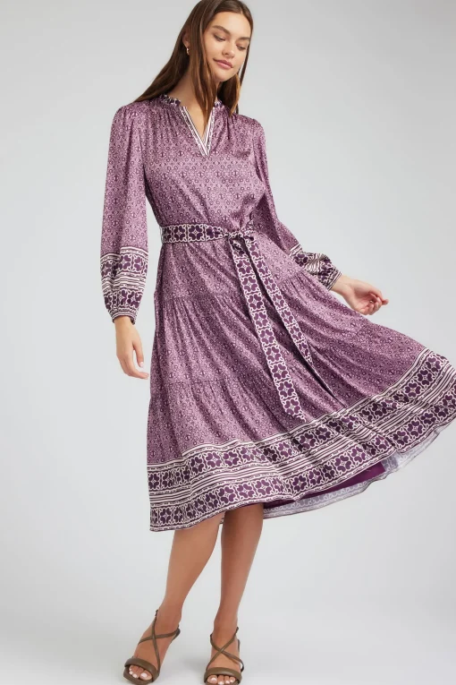 Geo Printed Belted Midi Dress