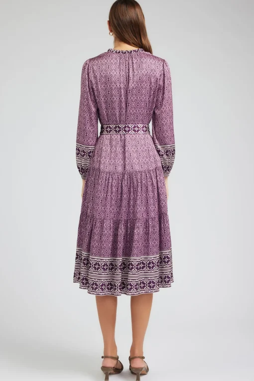 Geo Printed Belted Midi Dress