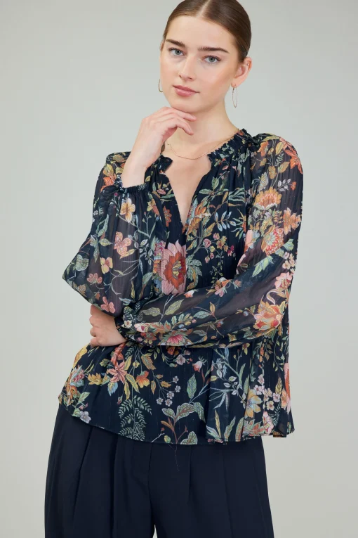Glimmer Botanical Pleated Blouse