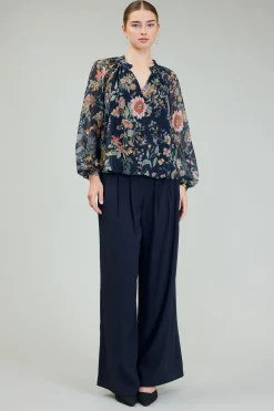 Glimmer Botanical Pleated Blouse