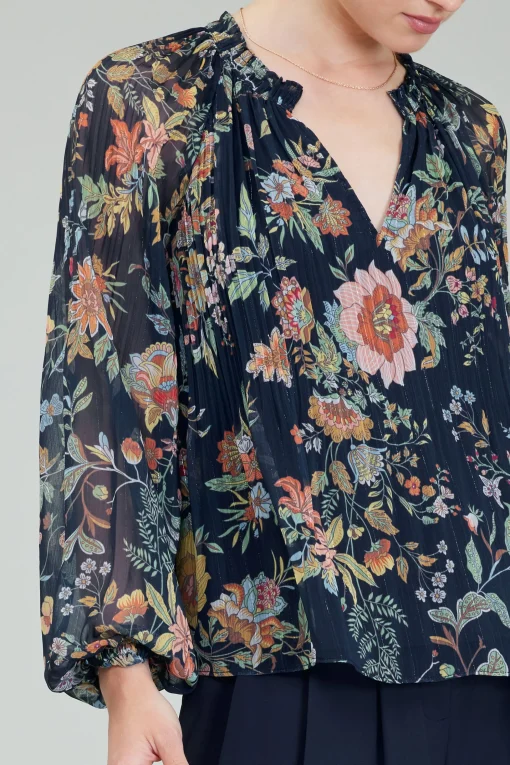 Glimmer Botanical Pleated Blouse