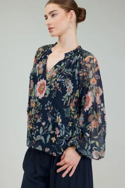 Glimmer Botanical Pleated Blouse
