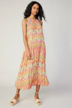 Gradient Chevron Midi Dress
