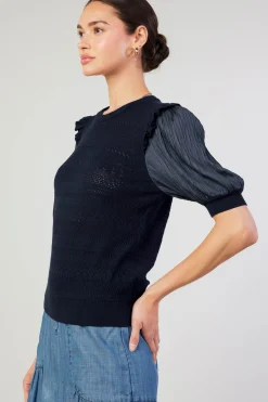 Half Sleeve Contrast Top