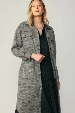 Houndstooth Long Shacket Coat