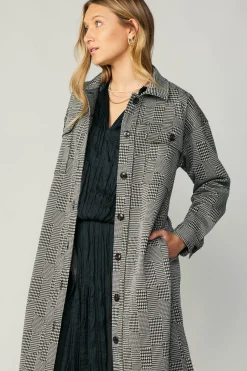 Houndstooth Long Shacket Coat