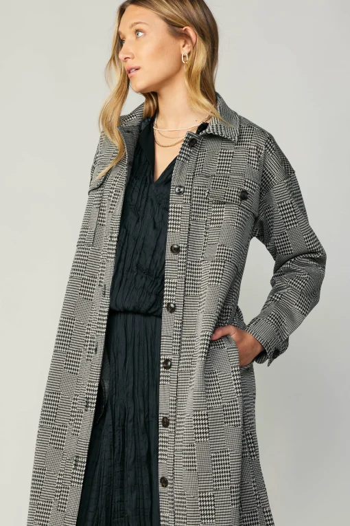 Houndstooth Long Shacket Coat