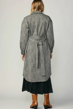 Houndstooth Long Shacket Coat