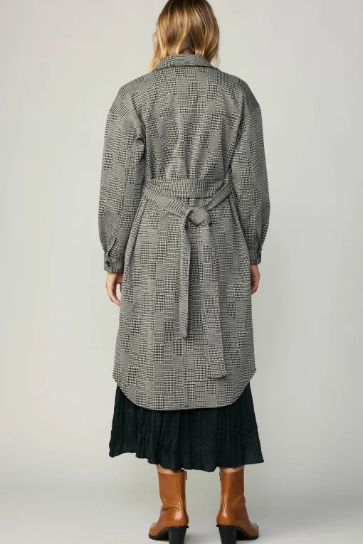 Houndstooth Long Shacket Coat