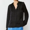 Jacquard Split Neck Blouse