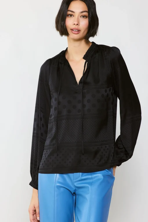 Jacquard Split Neck Blouse