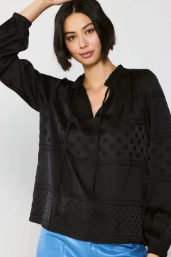 Jacquard Split Neck Blouse