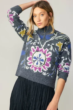 Jacquard Zip Sweater
