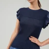 Knit Crewneck Ruffled Tank