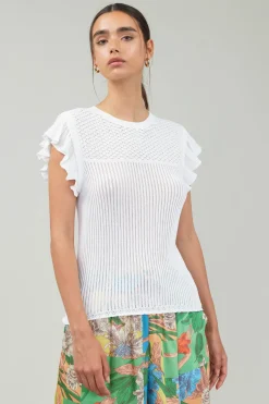 Knit Crewneck Ruffled Tank