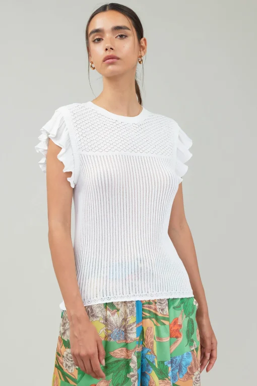 Knit Crewneck Ruffled Tank