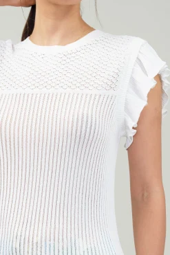 Knit Crewneck Ruffled Tank