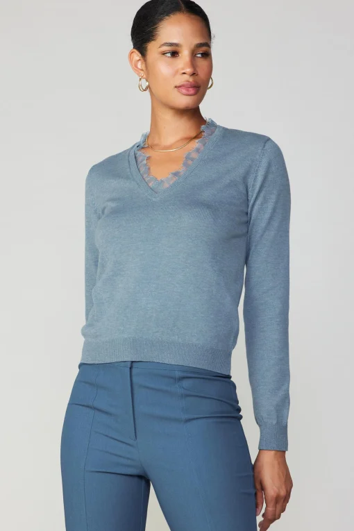 Lace Collar Sweater Top