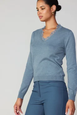Lace Collar Sweater Top