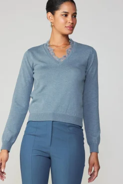 Lace Collar Sweater Top