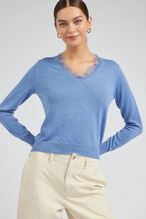 Lace Detail Sweater Top