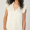 Lace Flutter Sleeve Blouse