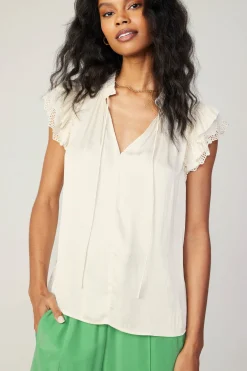 Lace Flutter Sleeve Blouse