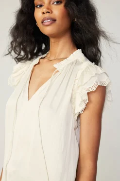 Lace Flutter Sleeve Blouse