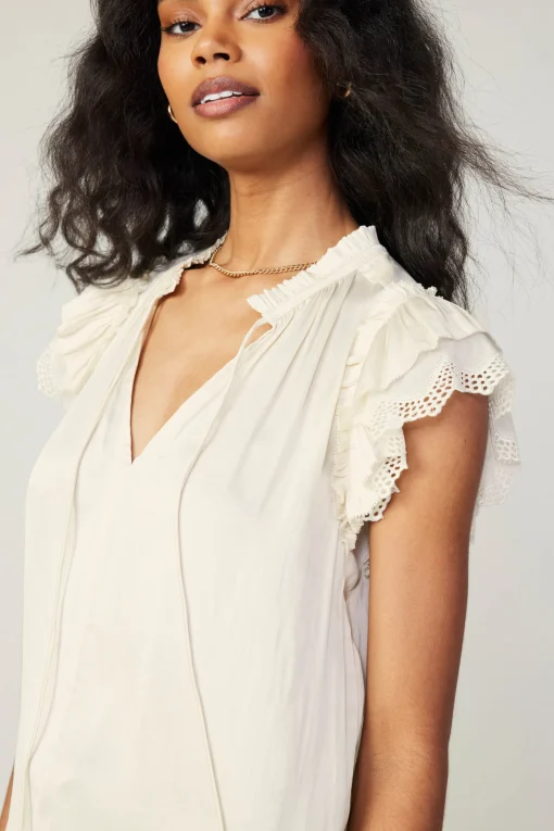 Lace Flutter Sleeve Blouse