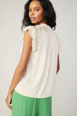 Lace Flutter Sleeve Blouse