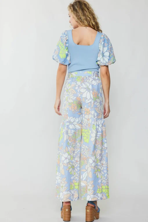 Linen Blend Floral Pants
